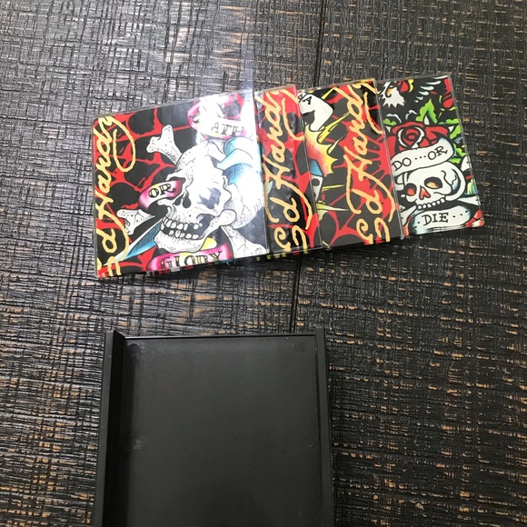 Ed Hardy Christian Audigier Skulls Glass Coasters - Picture 2 of 5